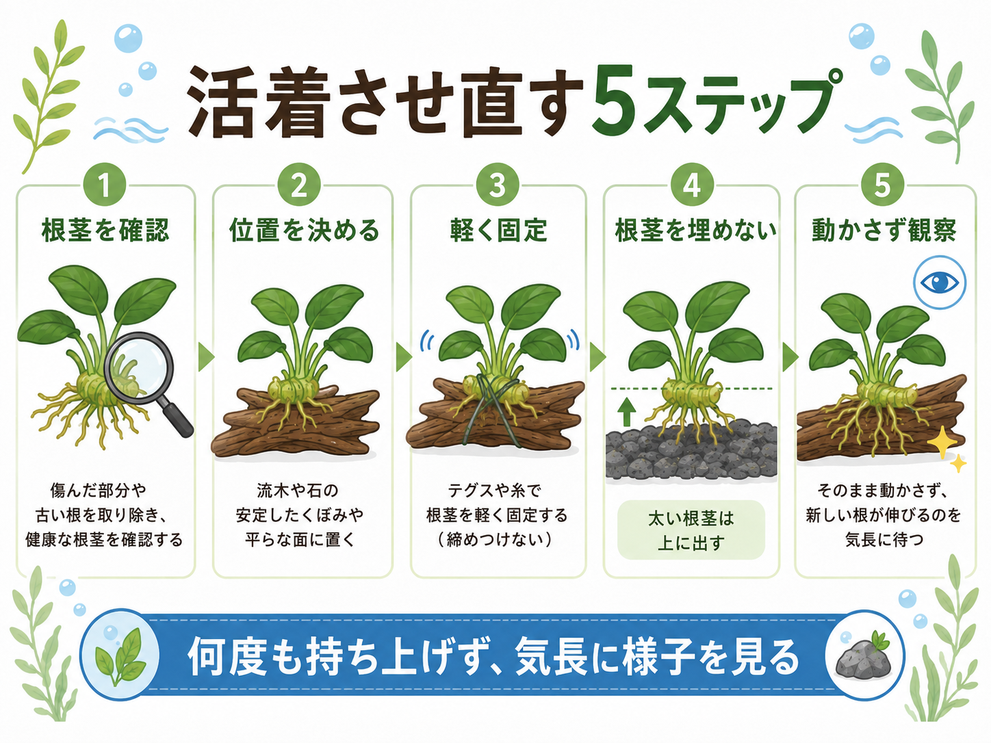 アヌビアスナナを活着させ直す5ステップ